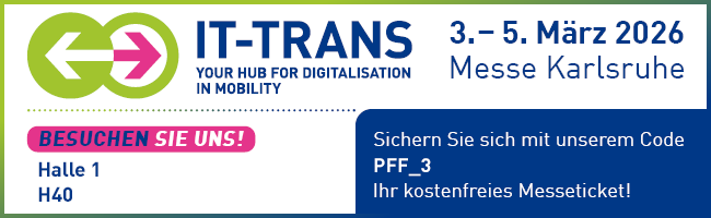 Hinweisbanner zur IT-Trans, inkl. Standnummer, Halle und Gutscheincode